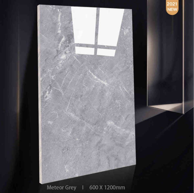 600X1200mm Imitation de pierre moderne Carreaux de porcelaine glacée gris pour chambre intérieure / extérieure